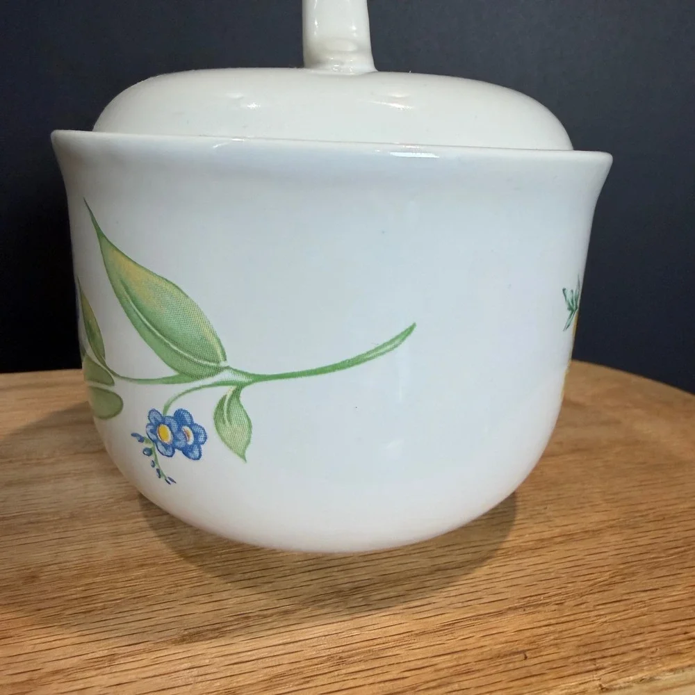 Corelle Coordinates Abundance Sugar Bowl with Lid Stoneware Floral Blue Yellow